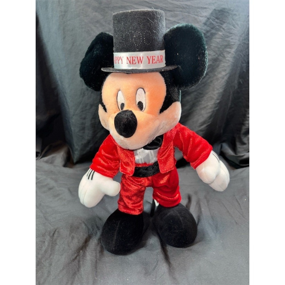 Disney Mickey Mouse Happy Newā Year Musical Plush Red Tuxedo Talking 17" Y2K